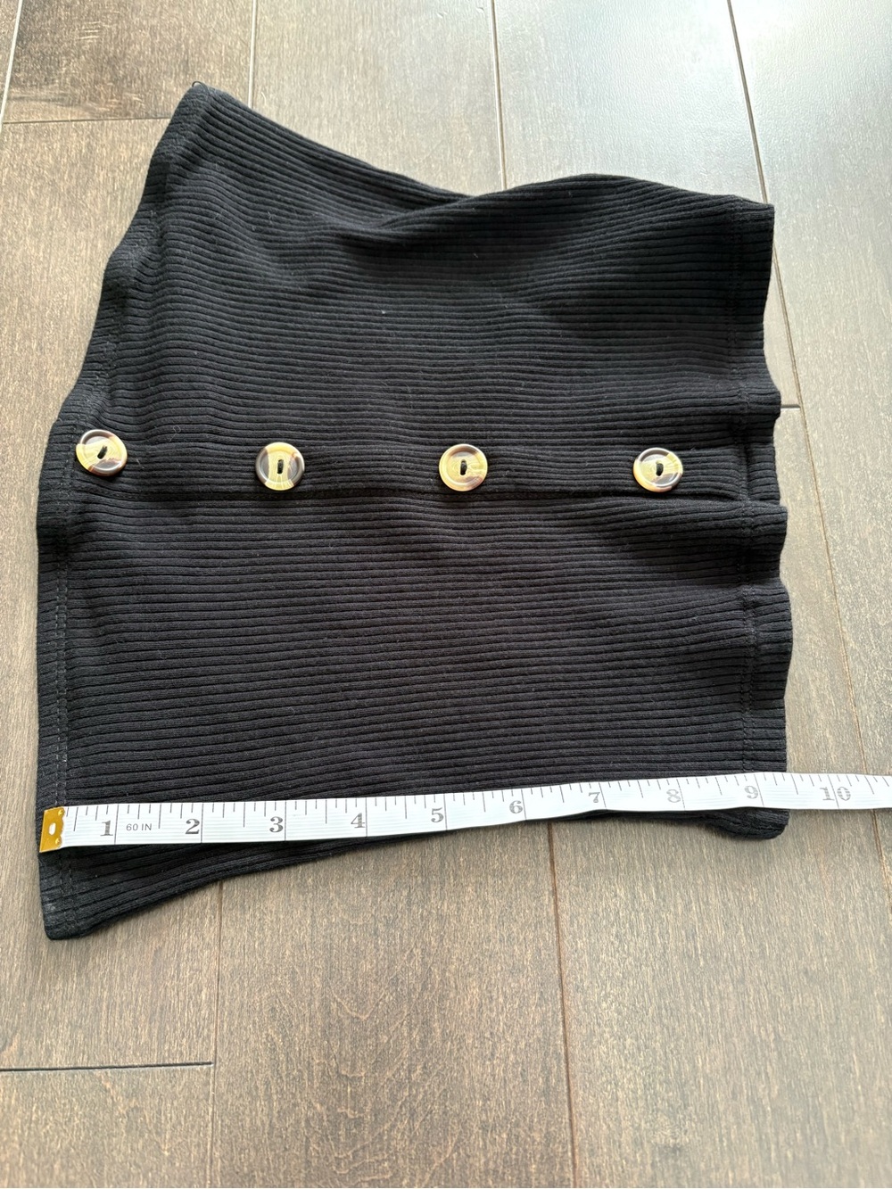 Streetwear Society Black Ribbed Tube Top Size S Summer Button Detail Cropped - Picture 6 of 6